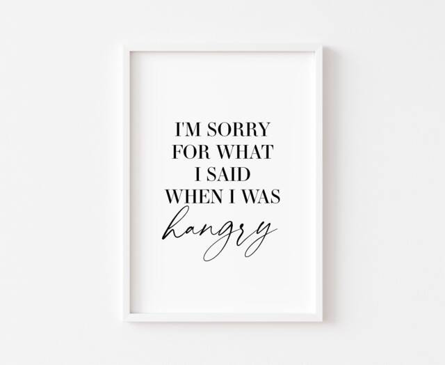 Hangry Print - Kitchen Prints Food Wall Art Decor Funny Minimalist Poster