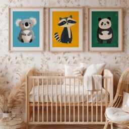 Animal Prints Set Koala, Panda, Raccoon - Nursery Wall Art - thumbnail 4
