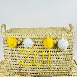 Custom Wicker Toy Box, Handmade Palm Leaf Chest, Personalized Kids Storage Trunk - thumbnail 2