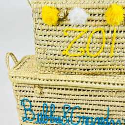 Custom Wicker Toy Box, Handmade Palm Leaf Chest, Personalized Kids Storage Trunk - thumbnail 3