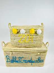 Custom Wicker Toy Box, Handmade Palm Leaf Chest, Personalized Kids Storage Trunk