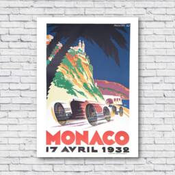 Large 1932 Monaco Grand Prix Poster Print, Canvas, Wall Decal, Vintage Retro Race Advertisement, Formula One Racing