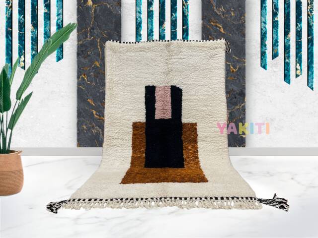 Yakiti - 5X9Ft Moroccan Rug, Beni Ourain Area Modern Wool Living Room Beniourain Handmade Soft Carpet, 163 cm X 272 - image 1