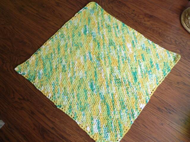 Baby Girl Soft Knitted Greens & Bright Yellow Blanket/Lap Robe/Wheelchair Blanket - image 1