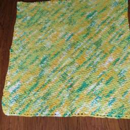 Baby Girl Soft Knitted Greens & Bright Yellow Blanket/Lap Robe/Wheelchair Blanket - thumbnail 2