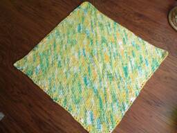 Baby Girl Soft Knitted Greens & Bright Yellow Blanket/Lap Robe/Wheelchair Blanket - thumbnail 1