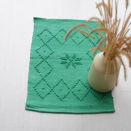 Mini Green Rug, Shower Bathroom Machine Washable Handwoven Scandinavian Tapis De Bain, Portuguese Rug - thumbnail 3