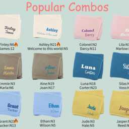 Personalized Organic Cotton Baby Blanket Hand-stitched Name Embroidery - thumbnail 3