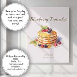 Blueberry Pancakes Breakfast Watercolour Food Illustration Canvas Wall Art Print Decor Picture Ready To Hang - thumbnail 3