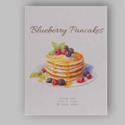 Blueberry Pancakes Breakfast Watercolour Food Illustration Canvas Wall Art Print Decor Picture Ready To Hang - thumbnail 1