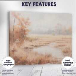 Dreamy Autumn Marshland Reedbed Waterside Landscape Canvas Wall Art Print Decor Picture Ready To Hang - thumbnail 1