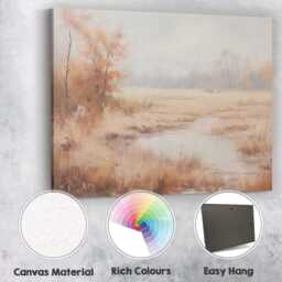 Dreamy Autumn Marshland Reedbed Waterside Landscape Canvas Wall Art Print Decor Picture Ready To Hang - thumbnail 2