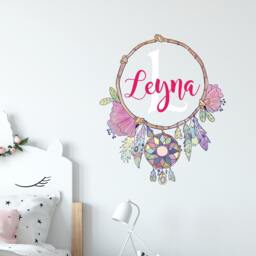 Dream Catcher With Custom Name Wall Decal. Monogram Sticker. Bohemian Art. Nursery Decor. Boho Feather Decal R154 - thumbnail 2