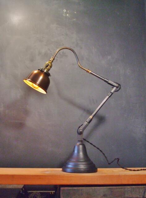 Vintage Industrial Desk Lamp with Copper Shade - Pharmacy Apothecary Lighting Machine Age Task Light Cast Iron Steampunk - image 1