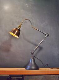 Vintage Industrial Desk Lamp with Copper Shade - Pharmacy Apothecary Lighting Machine Age Task Light Cast Iron Steampunk