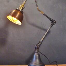 Vintage Industrial Desk Lamp with Copper Shade - Pharmacy Apothecary Lighting Machine Age Task Light Cast Iron Steampunk - thumbnail 2