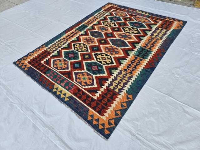 Multicolor Afghan Kilim Area Rug 5'8??8 Ft Handmade Tribal Flatweave Carpet - image 1