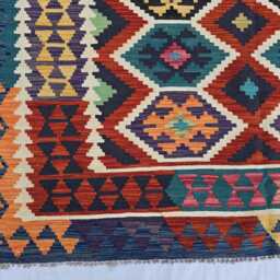 Multicolor Afghan Kilim Area Rug 5'8??8 Ft Handmade Tribal Flatweave Carpet - thumbnail 2