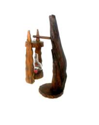 Driftwood Lamp, Candle Holder, Tea Light, Rustic Home Decor, Art Desk Light - thumbnail 1