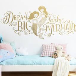 Dream Big Lovely Mermaids Wall Decal - Girls Nursery Decor, Mermaid Decal, Quote Sisters Sister - thumbnail 2