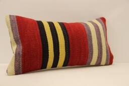 Handwoven Wool Kilim Pillow Cover, Vintage Turkish Throw - 10x20 - thumbnail 1