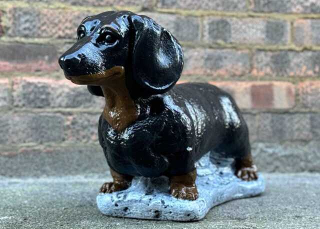 Outdoor Dachshund Dog Figurine Stone Sculpture Garden Pet Decoration Long Ornament Cement Statue Handmade Gift - image 1