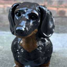 Outdoor Dachshund Dog Figurine Stone Sculpture Garden Pet Decoration Long Ornament Cement Statue Handmade Gift - thumbnail 2