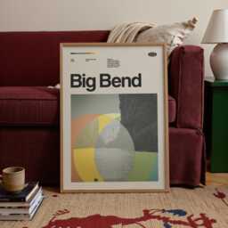 Big Bend National Park Mid-Century Travel Poster, Abstract Minimalist Art Print, Texas Poster - thumbnail 2