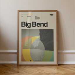 Big Bend National Park Mid-Century Travel Poster, Abstract Minimalist Art Print, Texas Poster - thumbnail 1