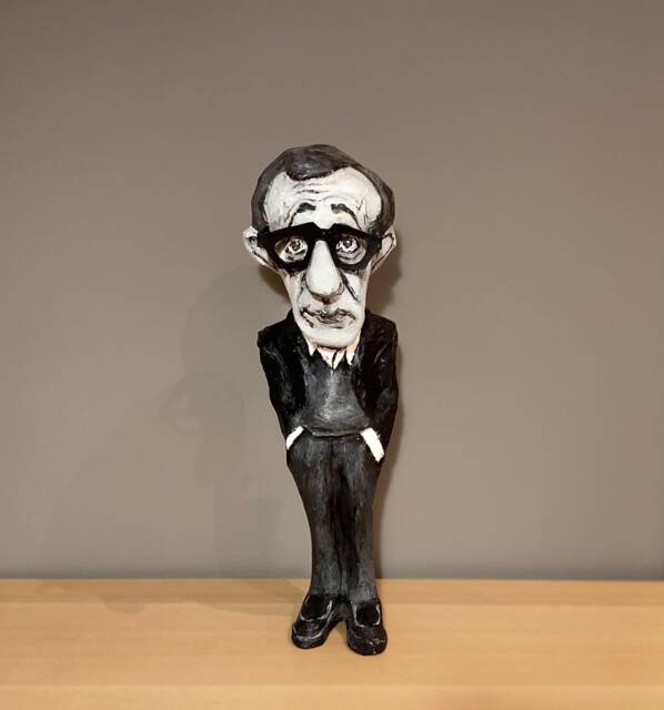 Woody Allen, Handmade Figurine, Wood Allen Art, Paper Mache Sculpture - image 1