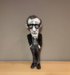 Woody Allen, Handmade Figurine, Wood Allen Art, Paper Mache Sculpture - thumbnail 1