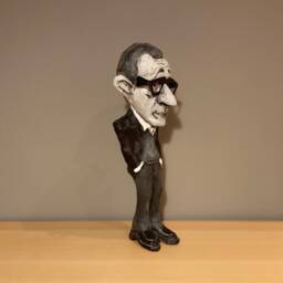 Woody Allen, Handmade Figurine, Wood Allen Art, Paper Mache Sculpture - thumbnail 3