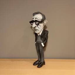 Woody Allen, Handmade Figurine, Wood Allen Art, Paper Mache Sculpture - thumbnail 2