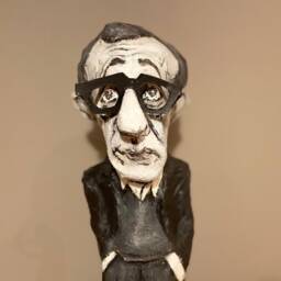 Woody Allen, Handmade Figurine, Wood Allen Art, Paper Mache Sculpture - thumbnail 4