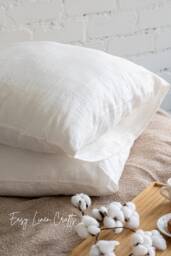 Set Of 2 Linen Pillowcase With Envelope Closure - Bed Pillow Covers Standard Queen King Custom Sizes Sham