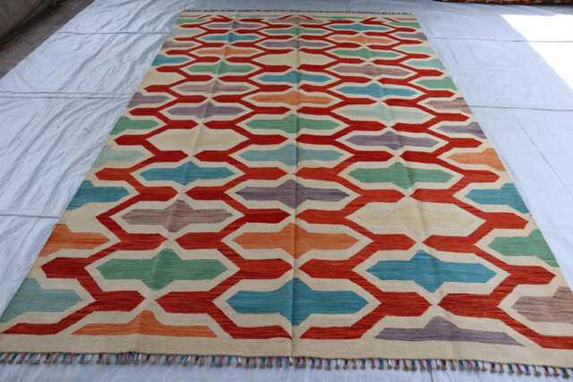 7x10 Ft Oriental Turkmen Maimana Rug, Afghan Tribal Chubi Kilim Flatweave Area Brand New Kilim, Rug For Bedroom, Livingroom Carpet - image 1