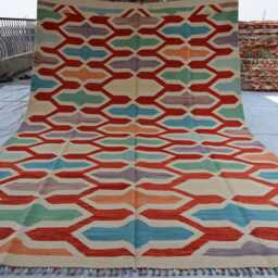 7x10 Ft Oriental Turkmen Maimana Rug, Afghan Tribal Chubi Kilim Flatweave Area Brand New Kilim, Rug For Bedroom, Livingroom Carpet - thumbnail 4