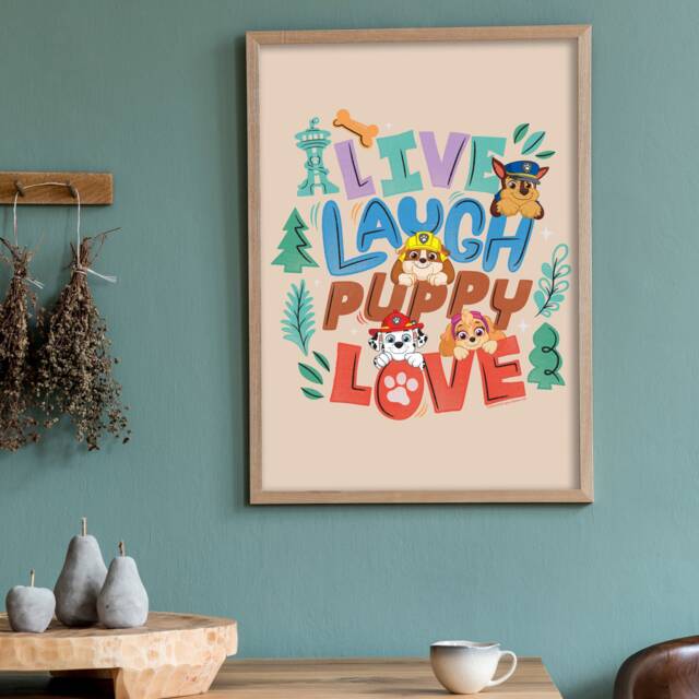 Paw Patrol Print - Live Laugh Puppy Love Poster Wall Art - image 1