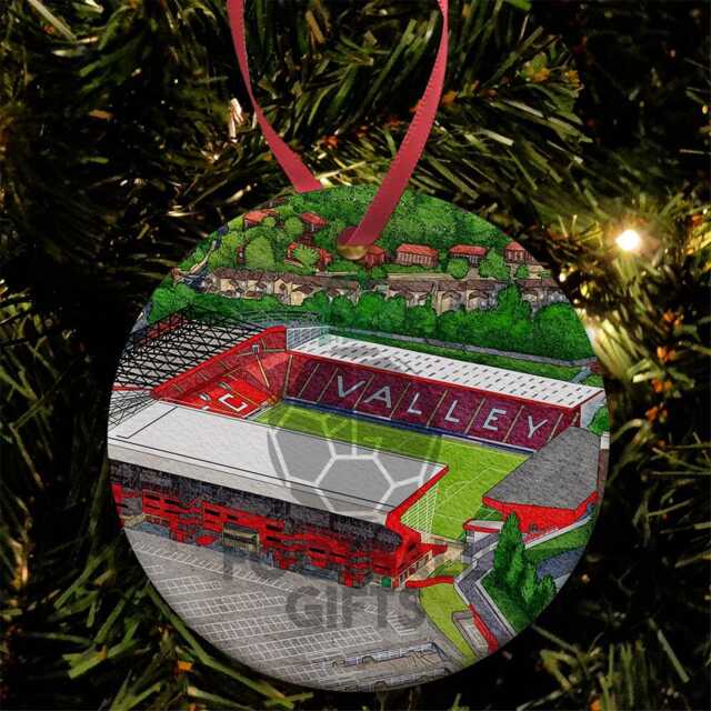 Charlton Athletic Around The Grounds Valley Stadium Water Colour Christmas Tree Decoration Bauble Flat Ceramic