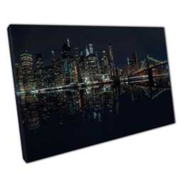 New York City Skyline Canvas Print Illuminated Night Cityscape Wall Art For Home Office D??cor - thumbnail 1