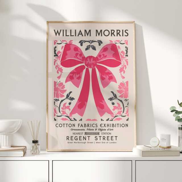William Morris Print, Art, Exhibition Poster, Pink Decor, Wall Prints, Coquette Art - image 1