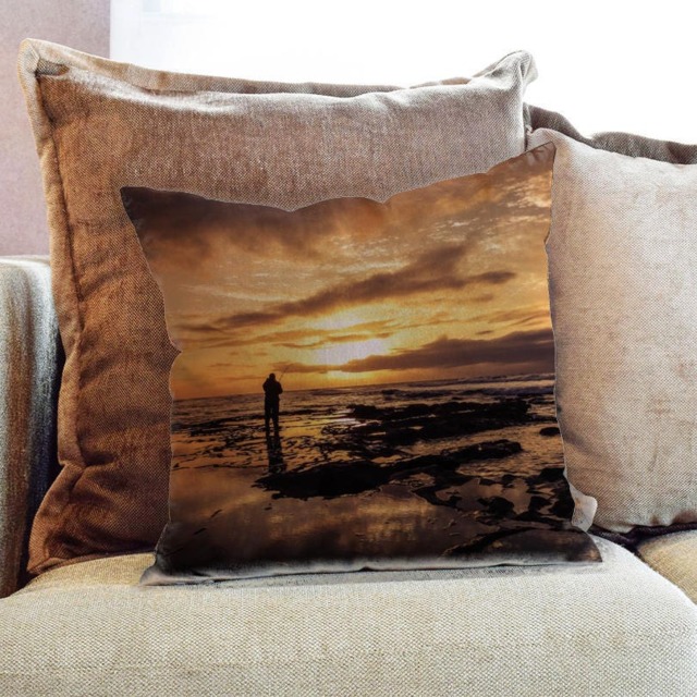 Fishing Photography - Decorative Pillow Throw Cushion Fabric , Case Cover Or With Filling - image 1