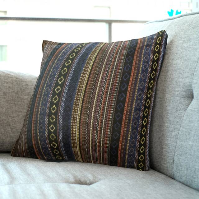 Mexican Blue/Brown Cushion Covers - Ethnic Design Striped Throw Pillow 18 - image 1