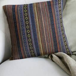 Mexican Blue/Brown Cushion Covers - Ethnic Design Striped Throw Pillow 18 - thumbnail 2