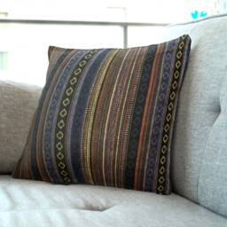 Mexican Blue/Brown Cushion Covers - Ethnic Design Striped Throw Pillow 18 - thumbnail 1