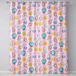 Cute Kawaii Space Rocket Planet Globe Sun Star Purple Seamless Pattern Readymade Eyelet Ring Top Thermal 100% Blackout Curtains - thumbnail 2