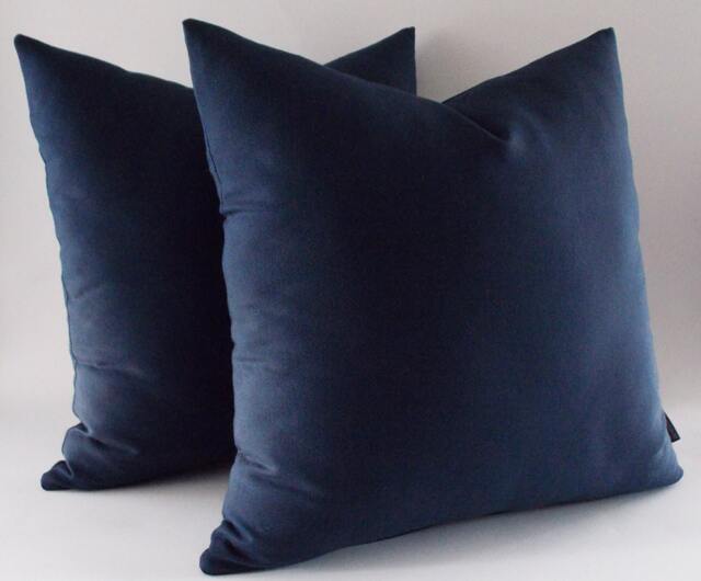 Set Of 2/Navy Blue Cotton Canvas Pillow Covers, Throw Pillows - image 1