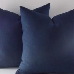 Set Of 2/Navy Blue Cotton Canvas Pillow Covers, Throw Pillows - thumbnail 2
