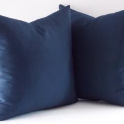 Set Of 2/Navy Blue Cotton Canvas Pillow Covers, Throw Pillows - thumbnail 3