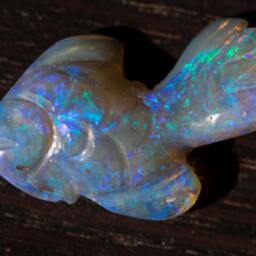 Opal Purple Flashing Fire Fish Carving - 5.16 Cts - thumbnail 2